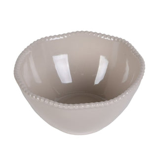 Taupe earthenware bowl with a beaded edge from the Chesil dinner set