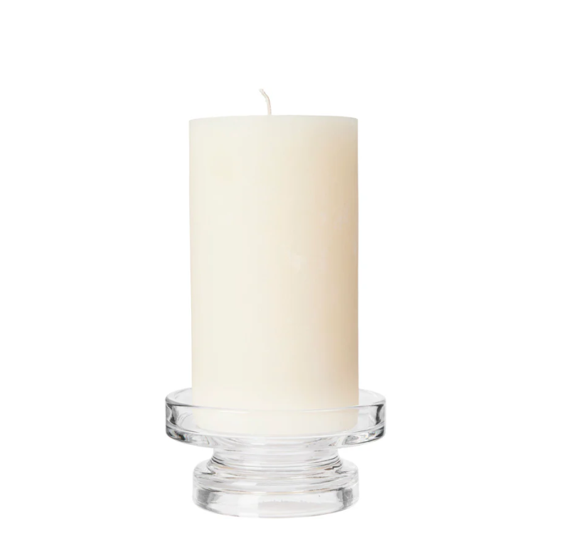Clear glass candleholder for pillar candles