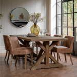Clevedon Mango Wood Dining Table styled in dining room with chairs