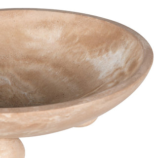 Close-up of Tuscany travertine bowl texture showing natural veining and smooth finish