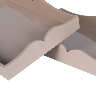 Close up of the scalloped edge profile on the Wilton lacquer tray