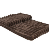 Faux-fur throw blanket in chocolate brown