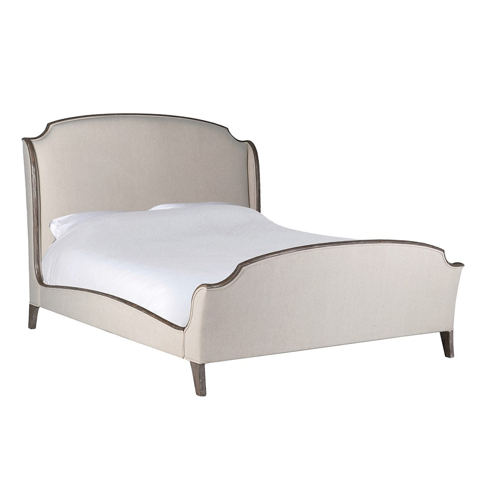 Cotswolds Linen and Old Pine Super King Bed Frame with curved headboard and footboard