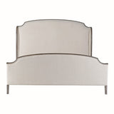 Full front view of Cotswolds Linen and Old Pine Super King Bed showing curved wooden frame