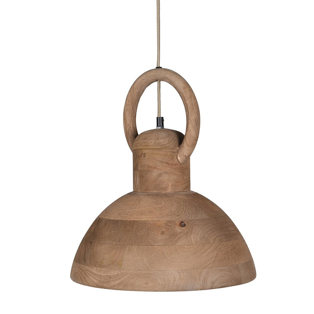 Country kitchen mango wood pendant light with natural wooden finish and rustic handcrafted design