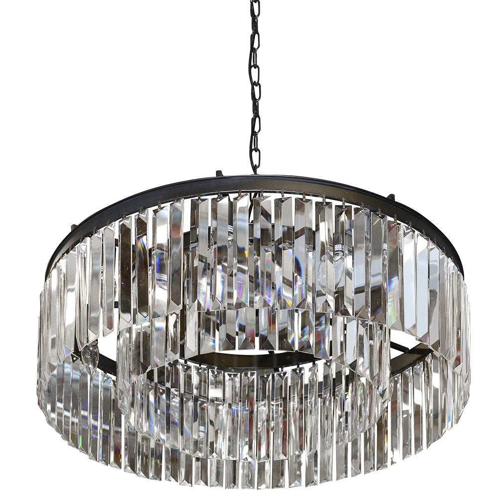 Transform any room into a luxurious and sophisticated space with our Crystal Chandelier. The sparkling crystals will catch your eye and create a mesmerizing effect, while providing ample lighting and ambiance. Elevate your home's aesthetic and impress your guests with this elegant and timeless addition to your décor.