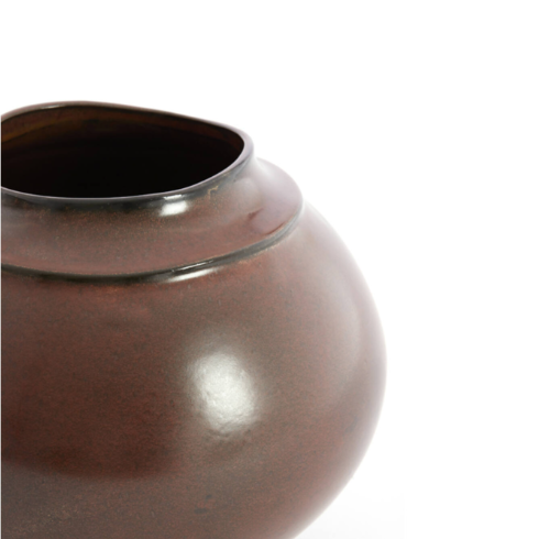 Dayton Ceramic Artisanal Vessel in Deep Brown Glaze