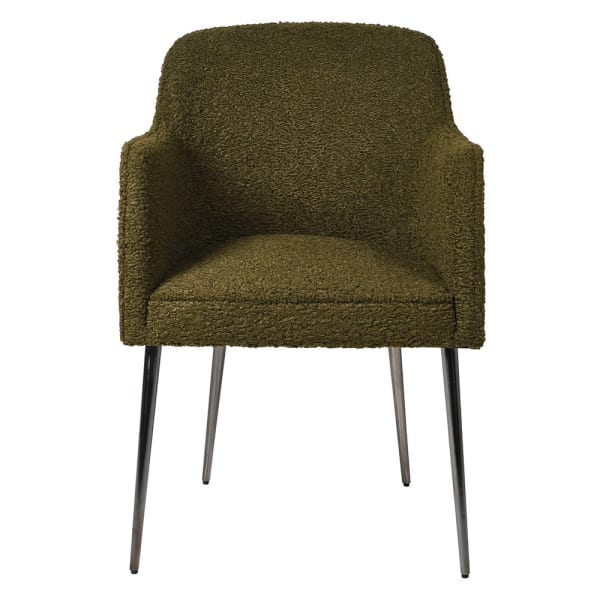Deanna Olive Green Faux Sheepskin Dining Chair - a luxurious addition to elevate any dining space. Its elegant design, featuring faux sheepskin upholstery and a tasteful olive green colour, exudes exclusivity and sophistication.