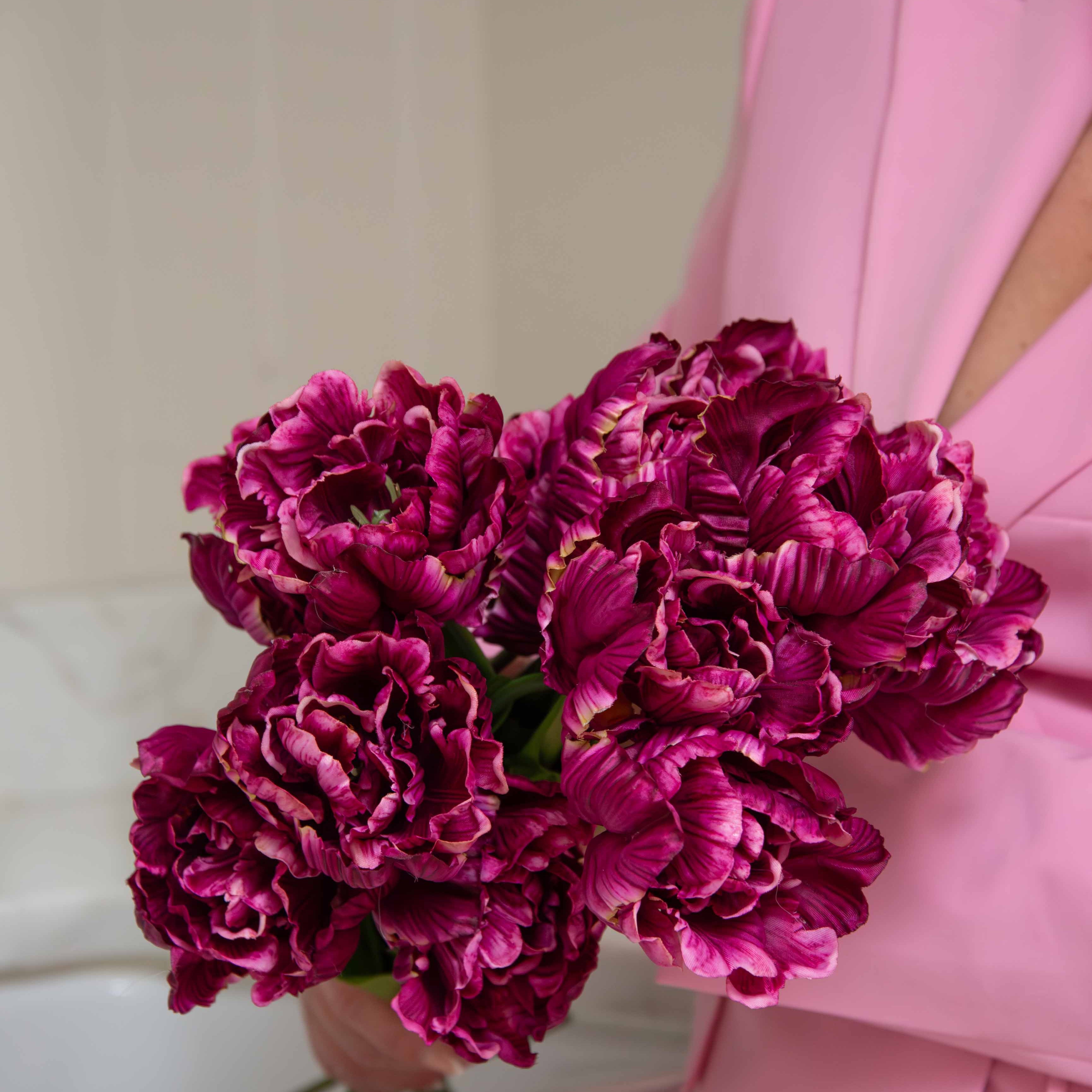 Deep Purple Parrot Tulip Stem | Bunch of Six