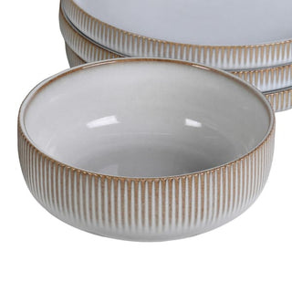 Deep fluted bowl from the Ashwell dinner set with a soft grey glaze