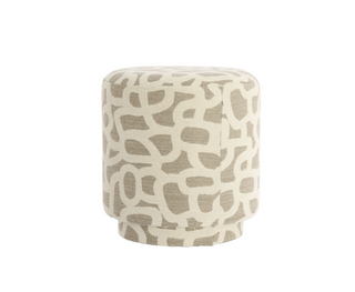 Cylindrical ottoman with a geometric pattern on a white background