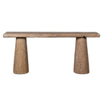 Front-facing view of rustic console made from reclaimed pine wood