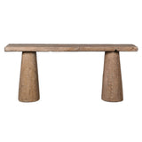 Front-facing view of rustic console made from reclaimed pine wood