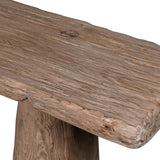 Close-up of the live-edge pine tabletop showing natural grain and knots