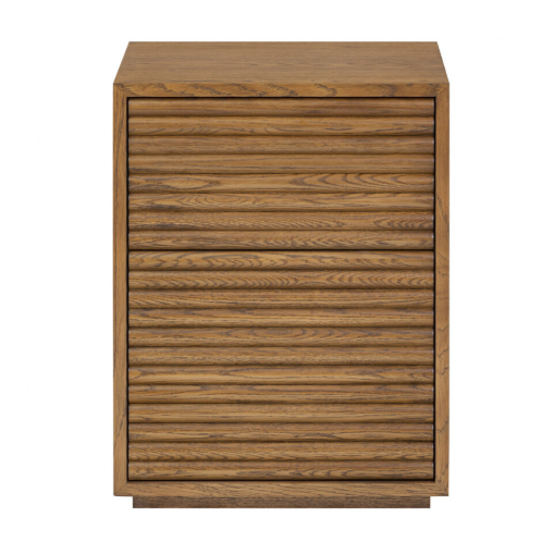 Modern Walnut Bedside Cabinet with Ribbed Texture