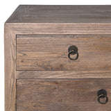 Draper reclaimed elm chest of drawers with multiple wooden drawers and metal ring pull handles
