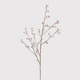 Decorative branch with small flowers on a light gray background