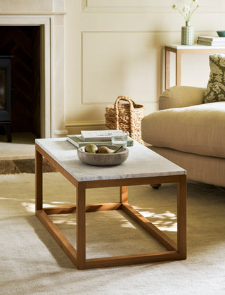 Ablington coffee table with marble top and oak legs