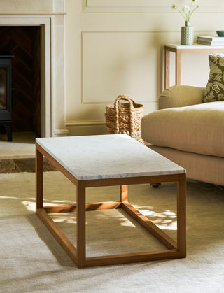 Ablington coffee table with marble top and oak legs, view 2