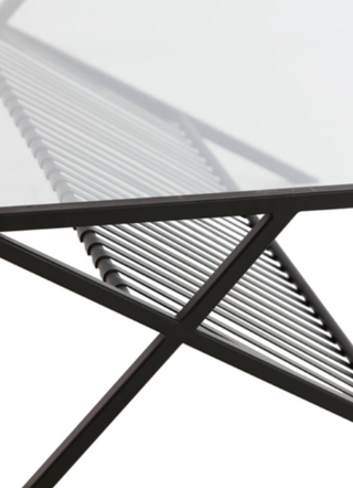 CharlesTed Home Enzo Modern Black Metal and Glass Coffee Table – Sleek & Contemporary Design
