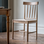 Front view of Eton Chair – solid oak frame with woven rope seat