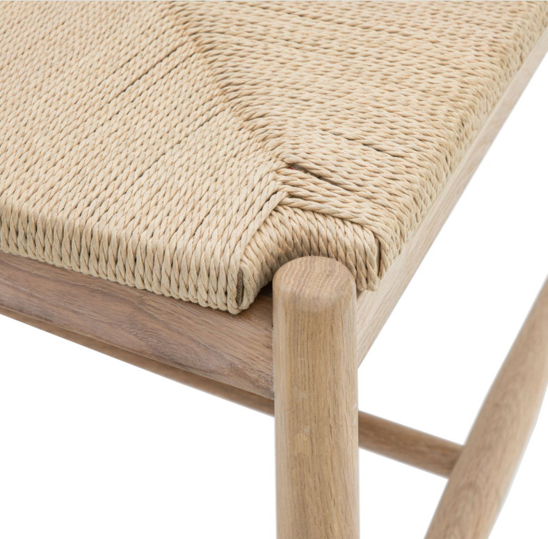 Close-up of Eton Chair handwoven rope seat detail