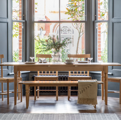 Eton Extendable Solid Oak Dining Table with Eton Chairs in dining room setting
