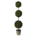 Triple ball faux topiary plant in a pot for outdoor and indoor decor