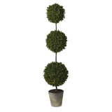 Triple ball faux topiary plant in a pot for outdoor and indoor decor