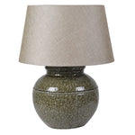 Everest Ceramic Table Lamp with textured green base and beige fabric shade