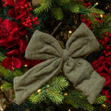 Evergreen Tweed Christmas Tree Bow Decoration
