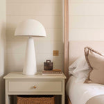 White mushroom-shaped table lamp