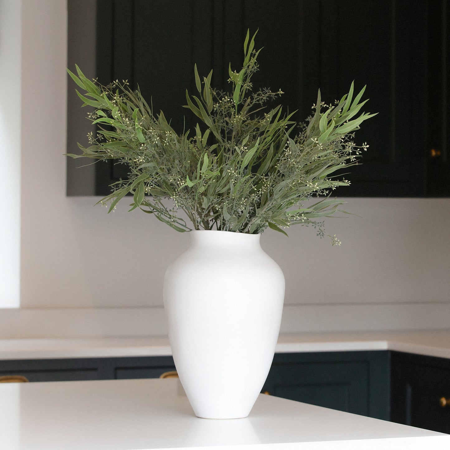 Fluted White Ceramic Vase