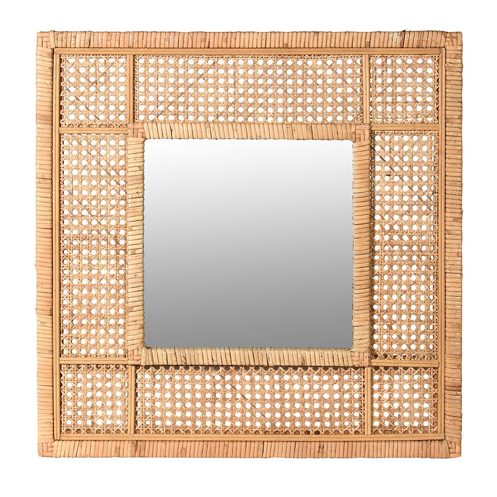 A stunning natural rattan square wall mirror,