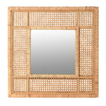 A stunning natural rattan square wall mirror,