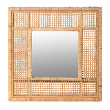 A stunning natural rattan square wall mirror,