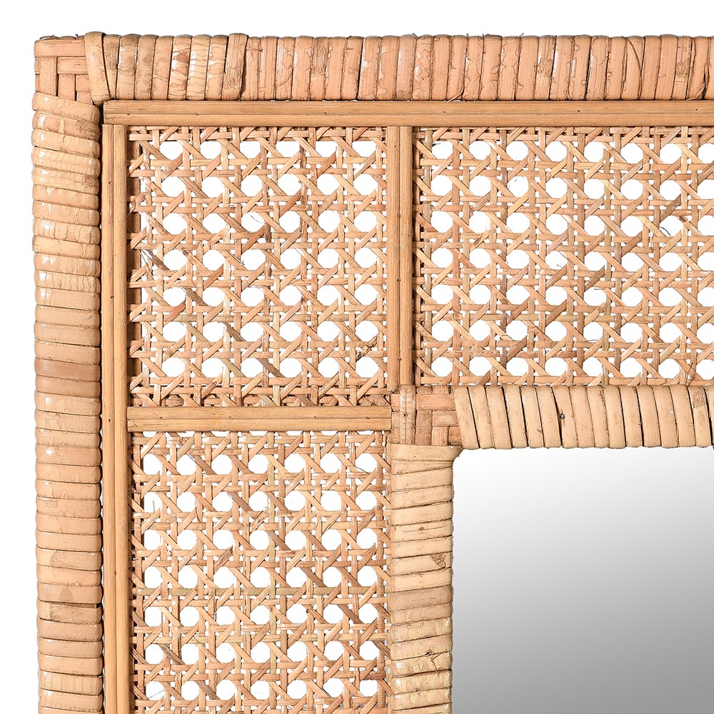 A stunning natural rattan square wall mirror,