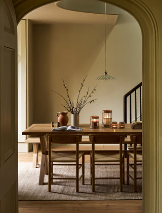 Didbrook solid oak farmhouse dining table in a white-wash finish