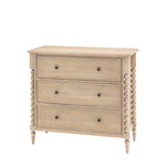 Antoine chest of drawers in limewashed oak with three spacious drawers and turned legs – rustic and elegant bedroom storage