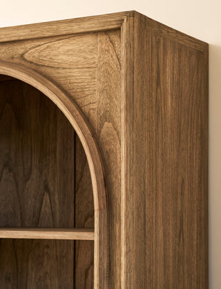 Coln arched Bayur wood bookshelf with five shelves, view 4