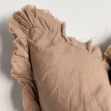 Faith Ruffled Linen Cushion Coffee Brown
