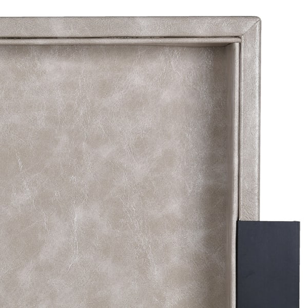 Rectangular faux leather tray corner detail with modern finish