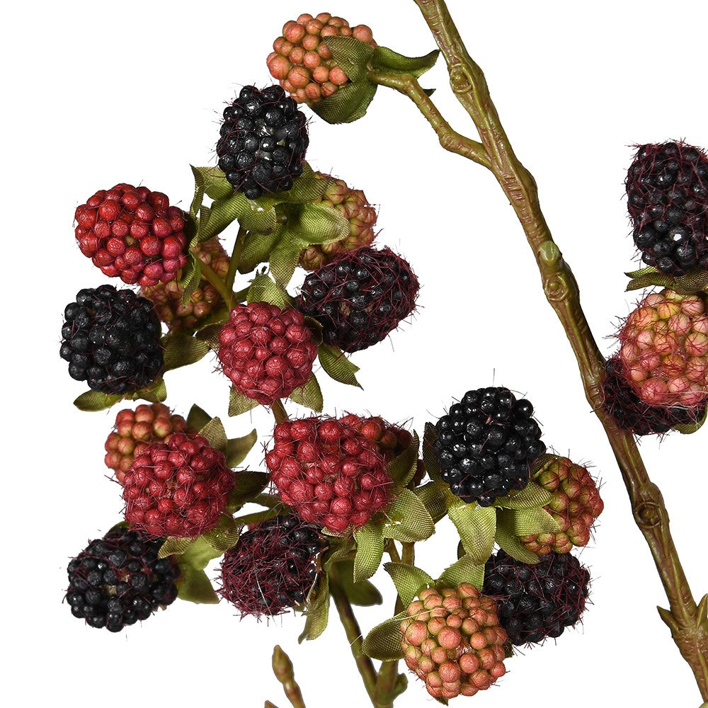 Close-up of lifelike Faux Mulberry Stem showing detailed berries and textured leaves