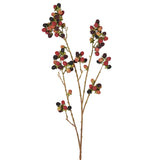 Faux Mulberry Stem with realistic red and black berries on brown branches
