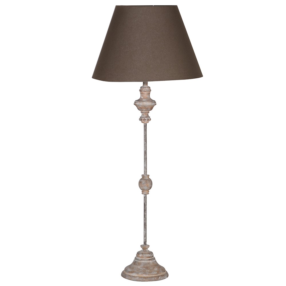 Felicity slim stem table lamp with aged base and classic fabric shade