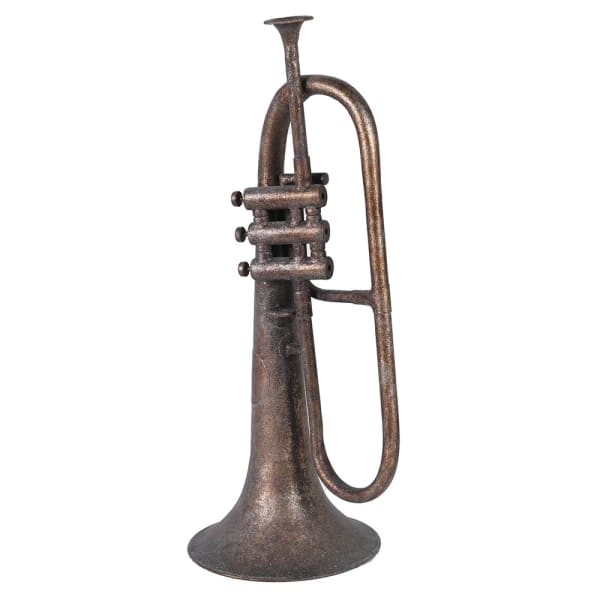 Festive trumpet ornament with vintage brass-style finish for Christmas décor