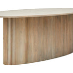 Alessia Mango Wood Fluted Oval Dining Table, boasting an oval-shaped base and intricate ridge detailing. Perfect for hosting family gatherings or elegant dinner parties, this table features a spacious, smooth surface and a sleek design that exudes sophistication and luxury.

Dimensions:&nbsp;

&nbsp;H 76cm&nbsp;W220cm&nbsp;D100cm

82.26kgs

Mango Wood