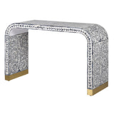 Transform your space with the exquisite Francesca Bone Inlay Decorative Console Table, featuring a gracefully curved design and intricate floral inlay. Elevate your décor with this luxurious and artfully crafted piece.

Dimensions:&nbsp;

&nbsp; H 78cm&nbsp;W 123cm&nbsp;D 41cm

36 kg