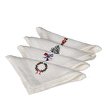 Set of 4 Christmas Linen Napkins | Embroidered Holiday Table Décor