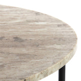 Lisbon Oval Marble Top Coffee Table | Black Metal Legs